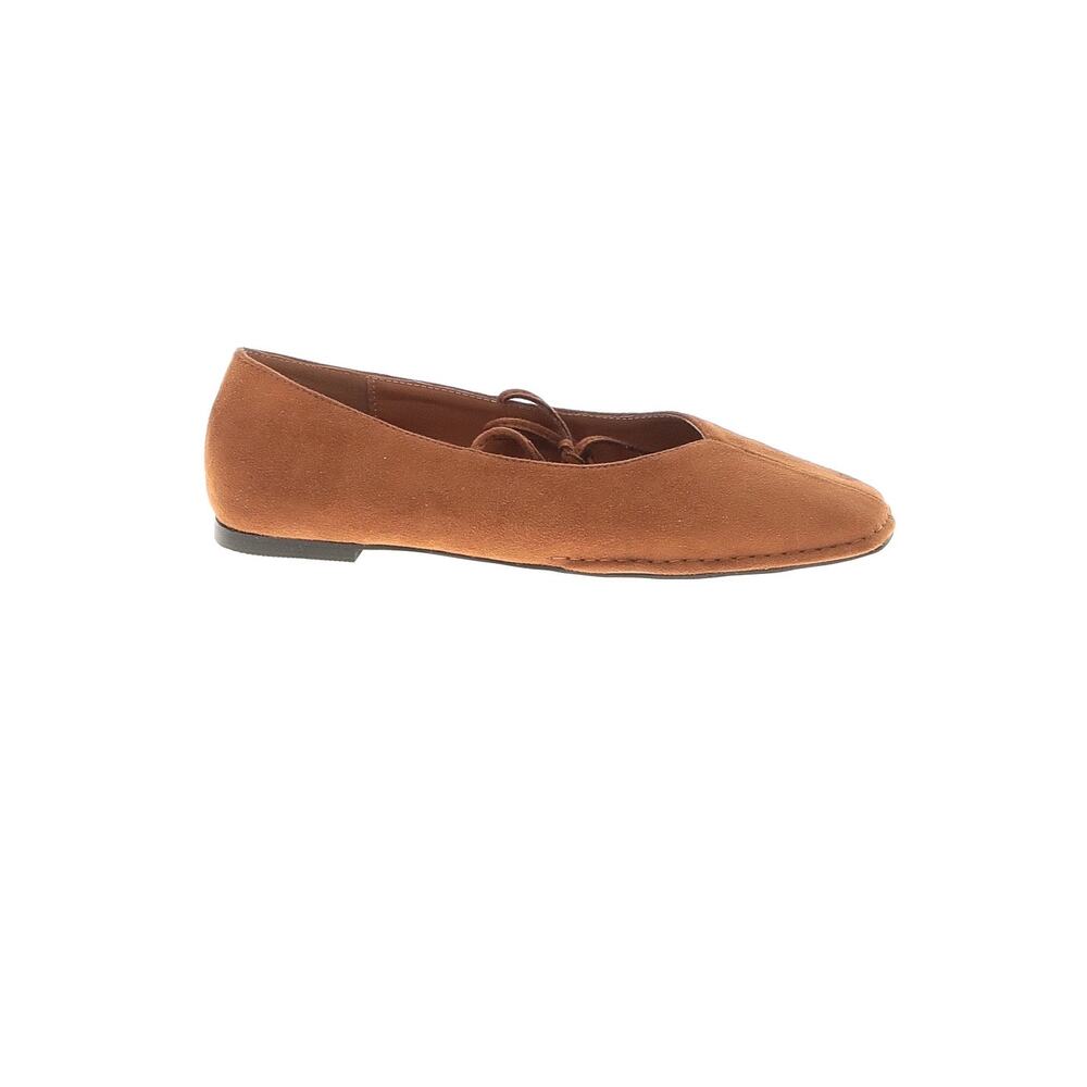 NWOT Faux Suede Brown tie Ballet Flats